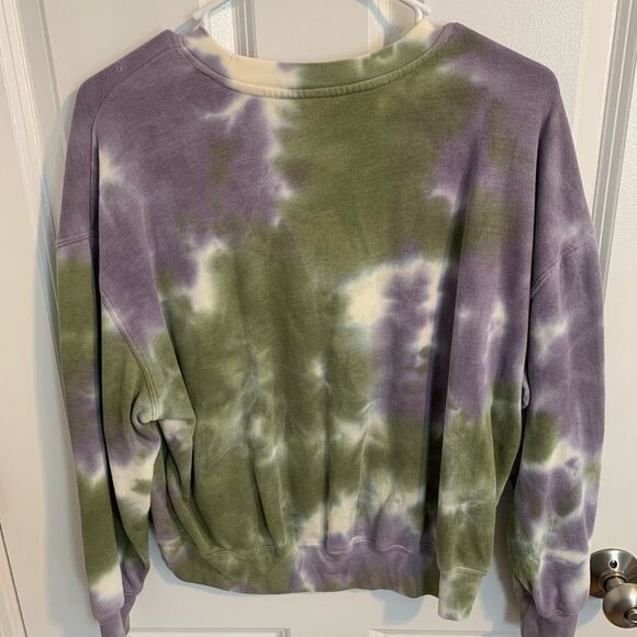 Rebellious One Size Small Tie-Dye Crew Neck Sweater - Purple and Green - Picture 3 of 3
